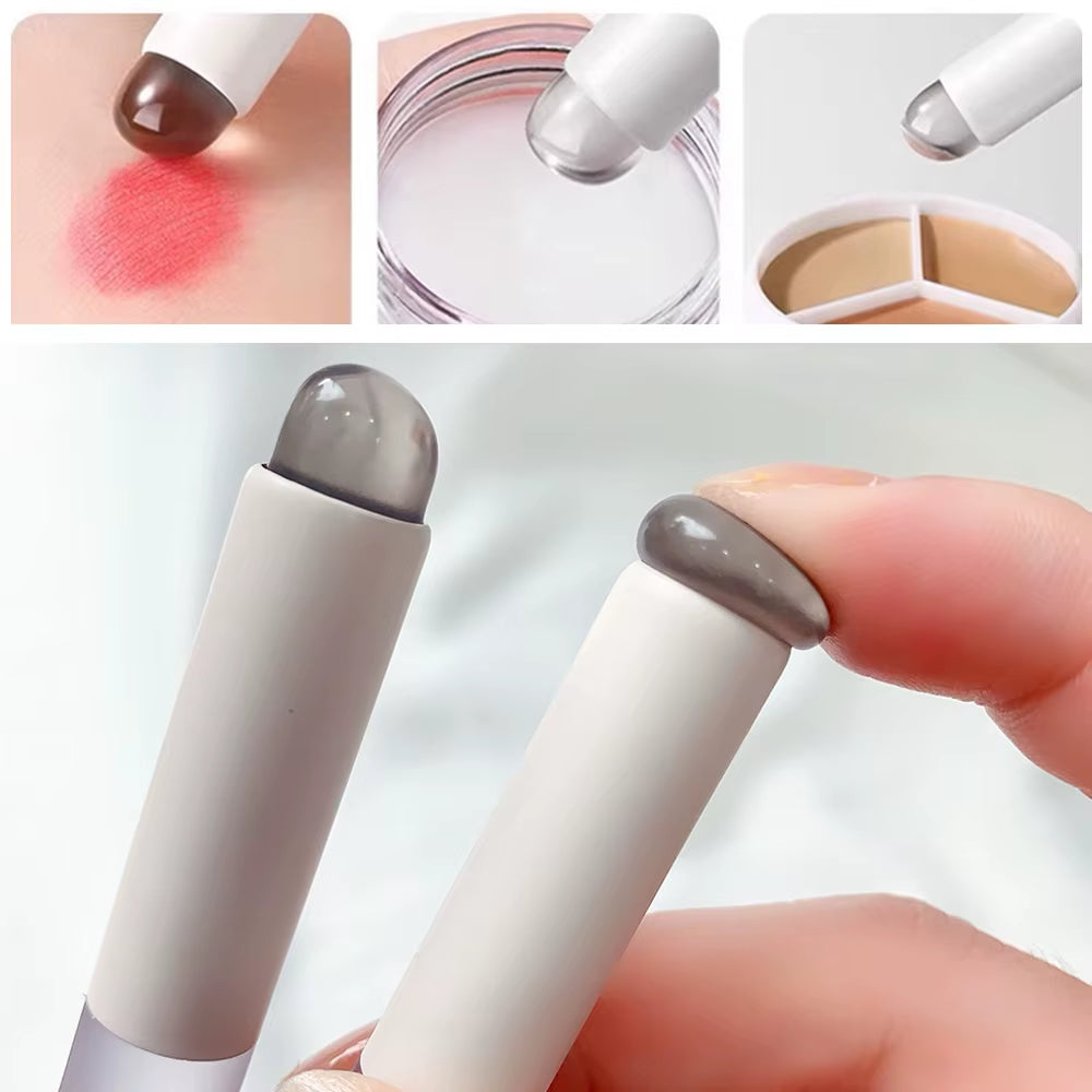 Q Soft Silicone Lip Brush with Dust Proof Cover round Head Lipstick Applicator Lip Cosmetic Tool Multi-Use Eyeshadow Brush