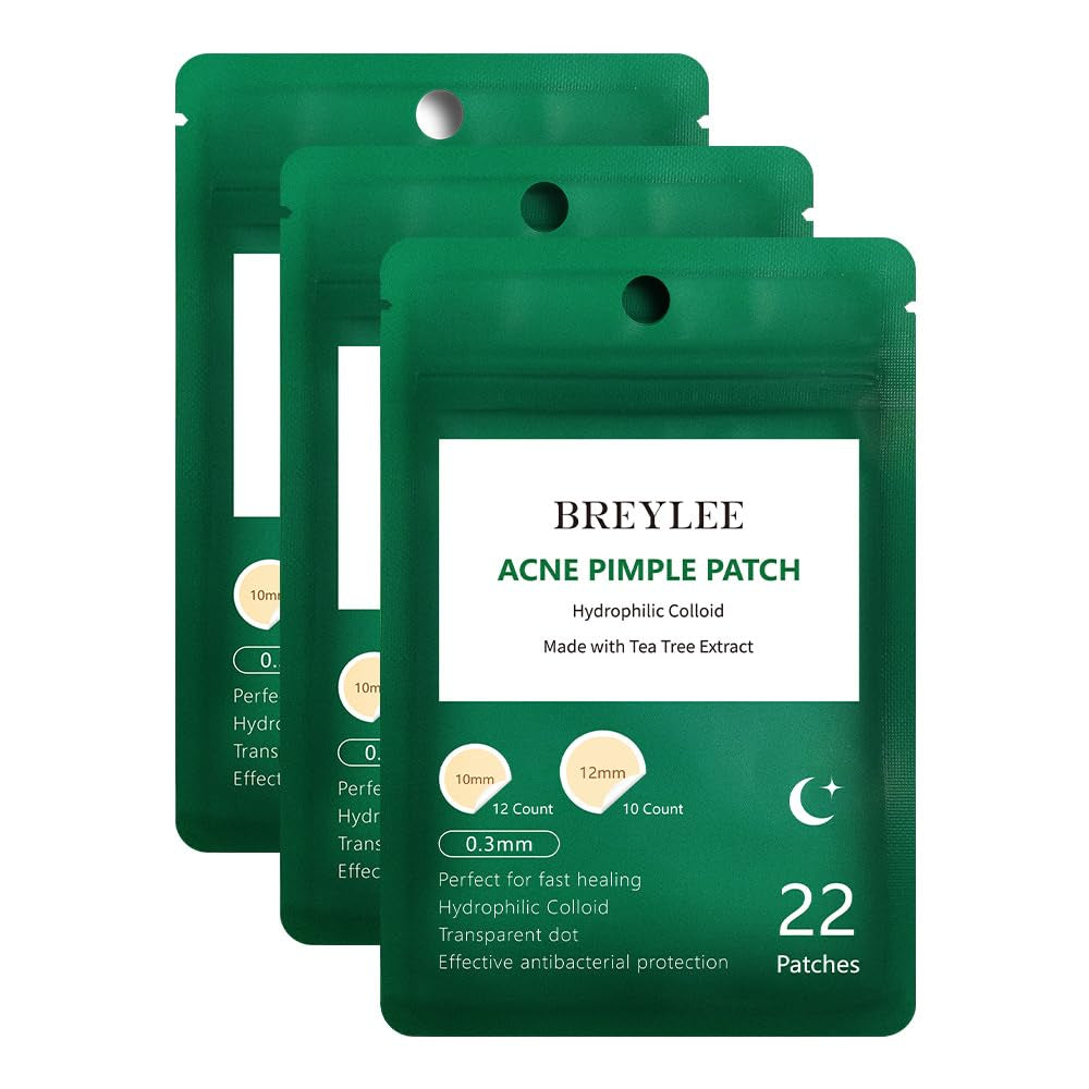 Acne Patches,  Tea Tree Pimple Patches Acne Dots Acne Absorbing Cover Pimple Sticker Hydrocolloid Acne Patch (3 Pack, 66 Count)