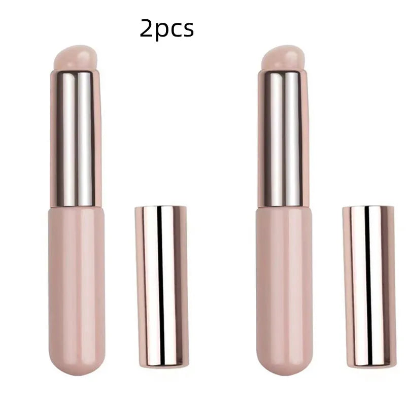 Q Soft Silicone Lip Brush with Dust Proof Cover round Head Lipstick Applicator Lip Cosmetic Tool Multi-Use Eyeshadow Brush