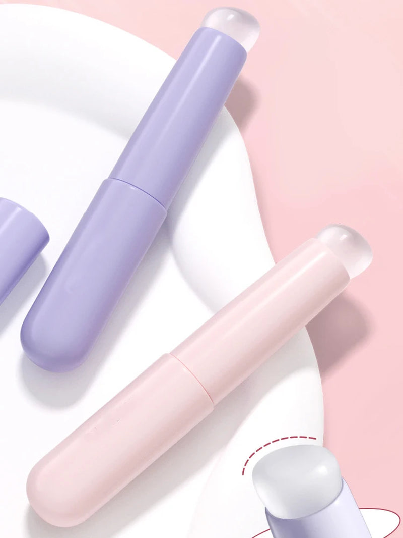 Q Soft Silicone Lip Brush with Dust Proof Cover round Head Lipstick Applicator Lip Cosmetic Tool Multi-Use Eyeshadow Brush