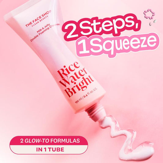 [THE FACE SHOP] Rice Water Bright Milk & Jelly Double Foaming Facial Cleanser - Double Cleansing, Korean Skin Care